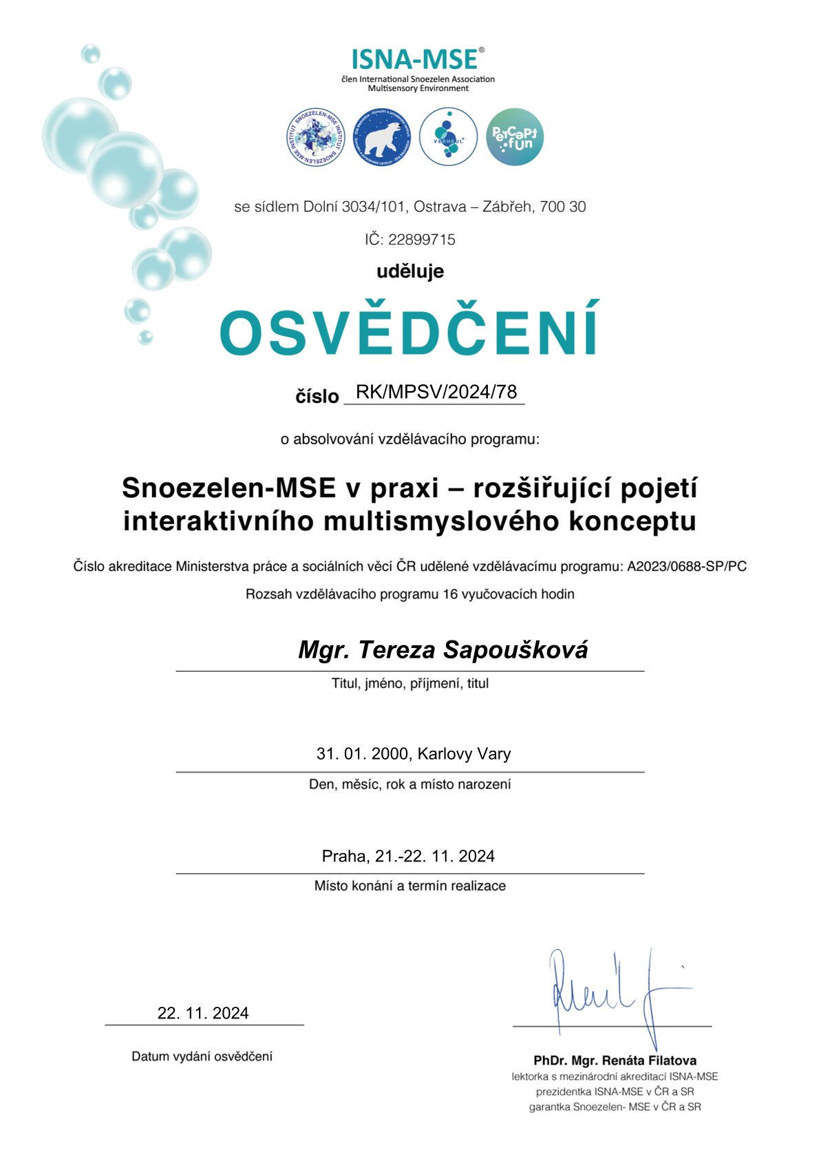certifikát